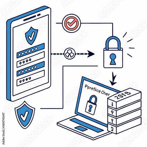 Two-factor authentication vector with login verification code OTP phone confirmation and multi-layer security access





