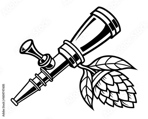 Beer tap with hops silhouette