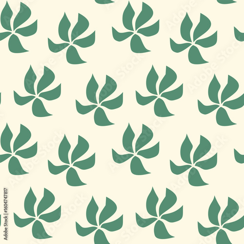 Minimal Green Botanical Repeat Pattern – Modern Seamless Vector