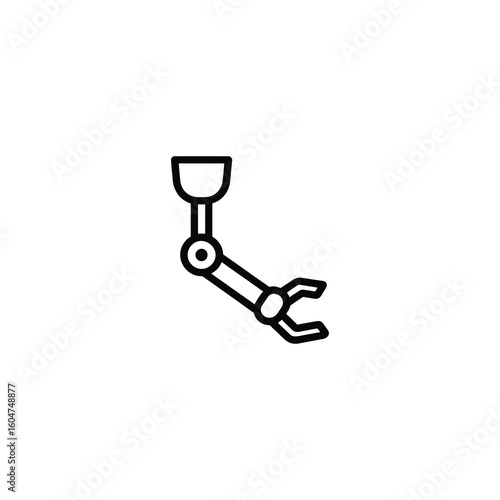 Bionic prosthetic arm with pincer vector icon
