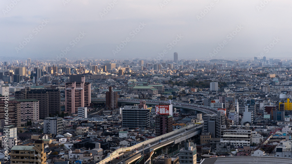 Obraz premium Tsūtenkaku and Osaka Skyline 