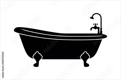 Clawfoot bathtub with faucet vintage black
