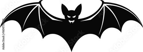 Scary Black Bat Silhouette Vector Illustration for Halloween, Vampire, Gothic, and Horror Design Isolated on White Background