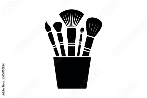 Makeup brushes in holder beauty tools cosmetic brushes