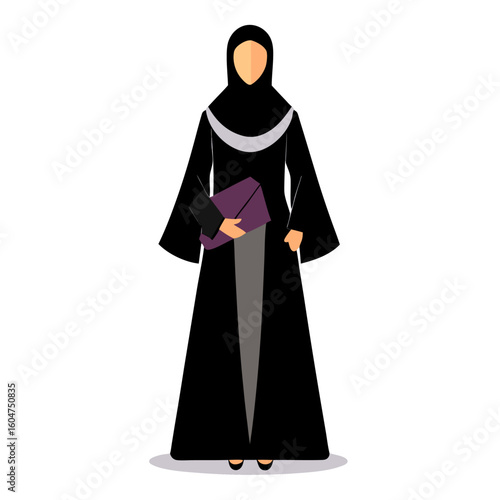Elegant abaya clutch bag design on a clean white background