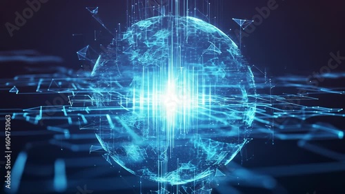 Evolving Abstract Network Sphere with Connected Lines and Glowing Center