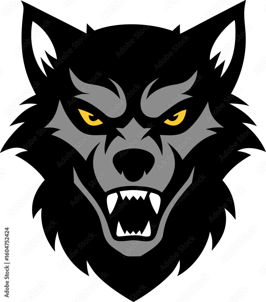 Obraz premium Werewolf Face Icon with Howling Expression
