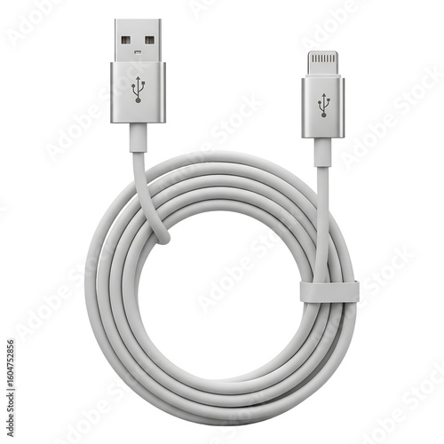 White usb to lightning cable for apple devices
