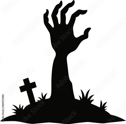 Zombie Hand Rising From The Ground Halloween Icon