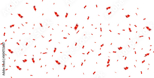 Elegant  Red Confetti for Festive Invitations on white background
