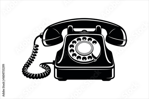 Vintage rotary telephone communication device black
