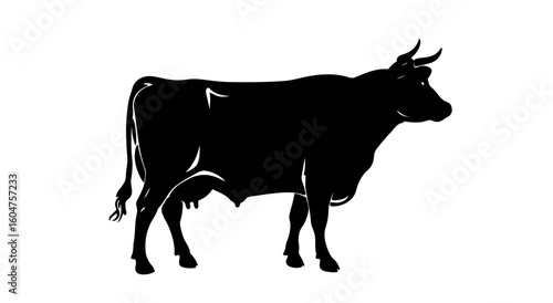 Farm Cow Silhouette: Minimalist Livestock Vector for Rural Design Projects