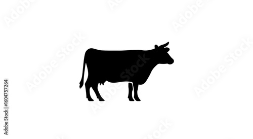 Illustration Vector: Standing Cow Silhouette in Clean Style