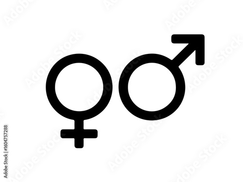 Gender Symbol Silhouettes: Male and Female Icons in Minimalist Vector Style