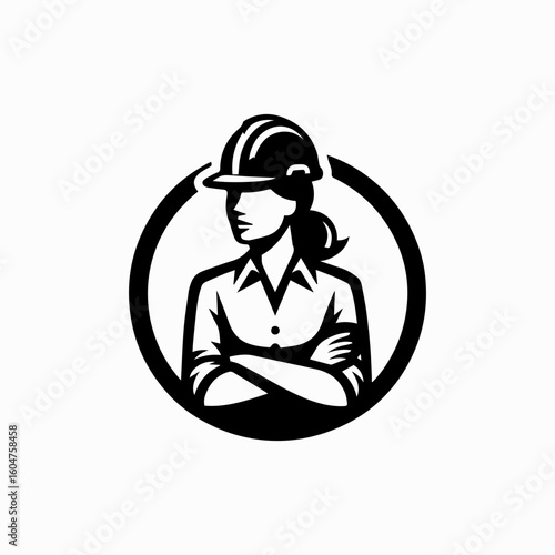 Confident Female Engineer in Profile Silhouette.