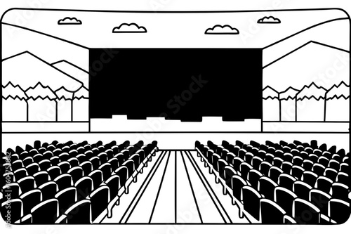 Empty Auditorium or Stage Theater Coloring Page - Printable Seating