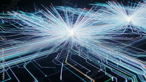 Connecting Digital Network with Flowing Data Streams Abstract Animation