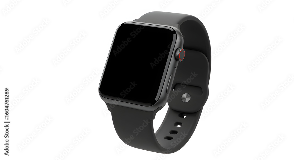 Sleek modern smartwatch with black band and digital display perfect for active lifestyles Sleek modern smartwatch with black band and digital display perfect for active lifestyles