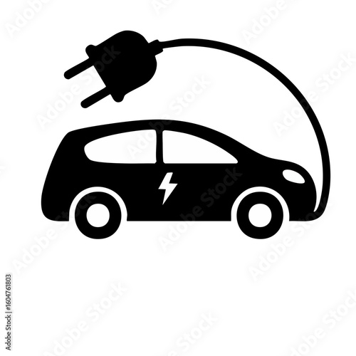 Stylized Electric Car Glyph Icon for Future Mobility