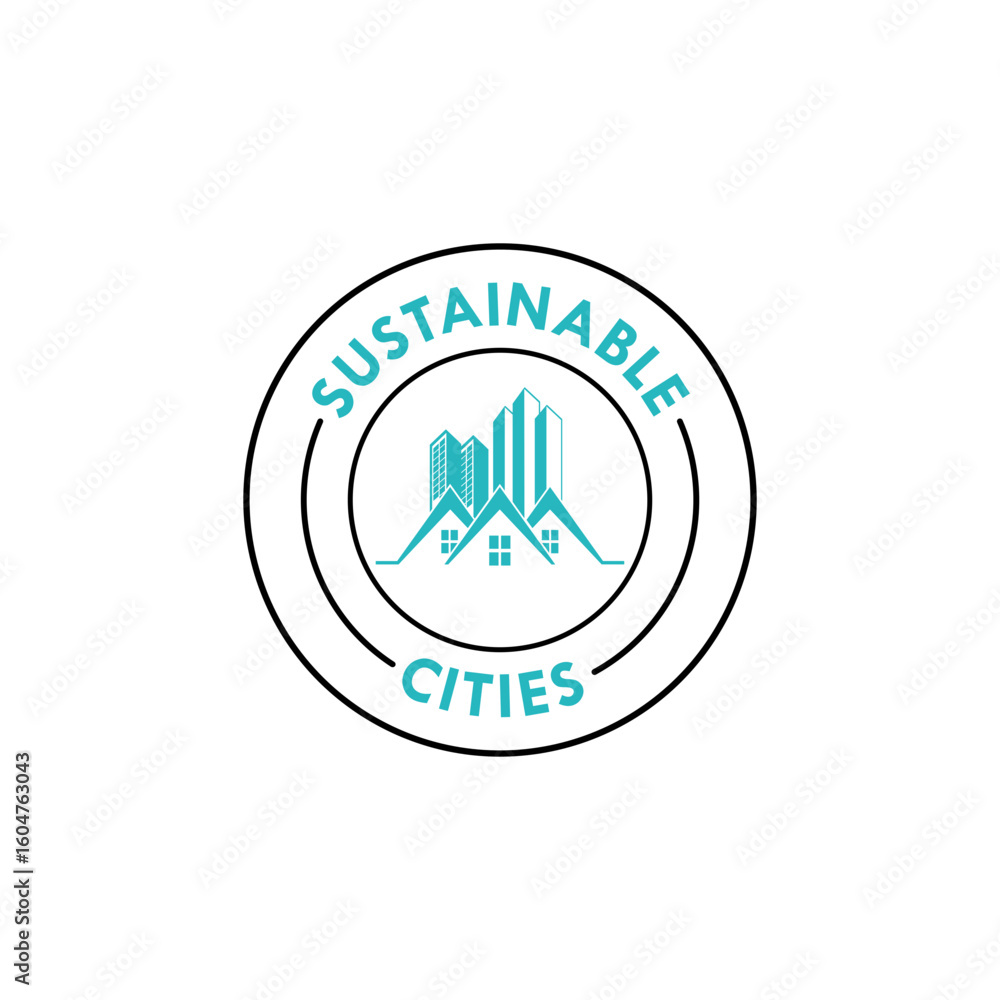 Fototapeta premium SUSTAINABLE CITIES LOGO VECTOR ICON