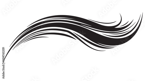 Decorative black wave swirl swoosh isolated on white background, vector illustration