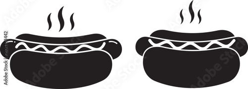 Two hot dogs with steam silhouette
