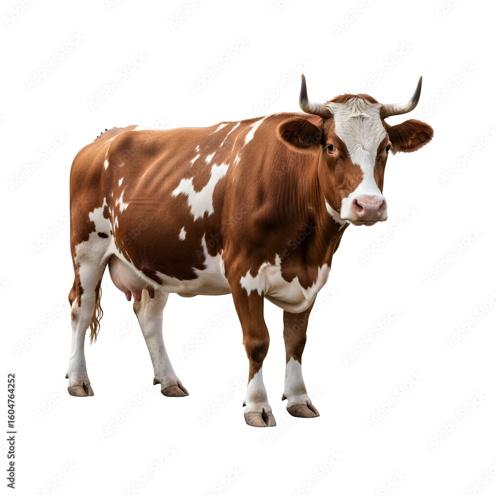 Spotted Brown Cow Standing on White Background. Spotted Brown Cow Standing on White Background.