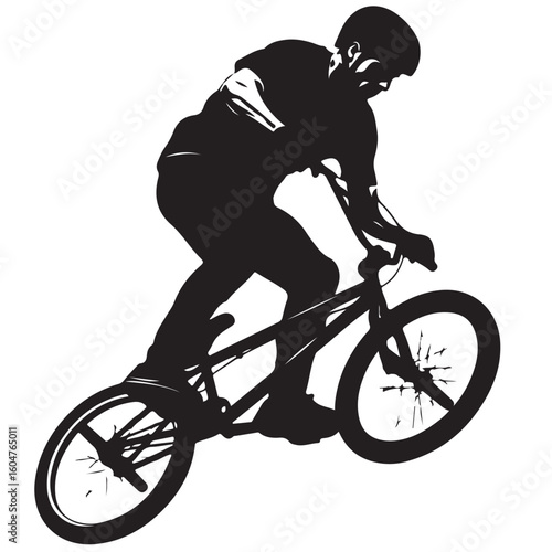 Silhouette of a cyclist riding a BMX bike, sports illustration