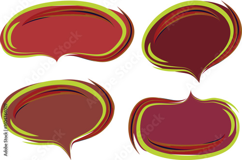 dark red bordo colors decorative abstract outlined speech bubbles with background