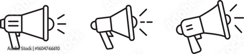 Megaphone Outline Icon – Loudspeaker Vector Symbol for Marketing, Announcement, Protest, Public Speaking, and Communication Concepts in Minimal Line Style