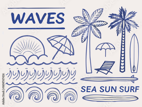 set of summer vacation icons