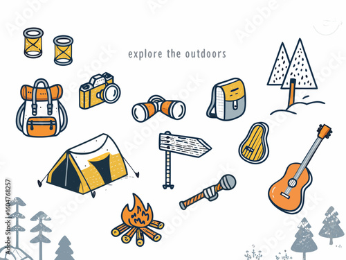 set of camping icons