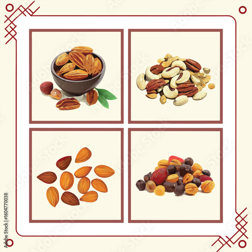 A Delicious Assortment of Healthy Nuts and Dried Fruits for Snacking