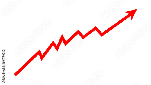 Red arrow graph financial loss increase concept, red arrow inflation grow up, debt increase, business loss increase. Vector illustration.