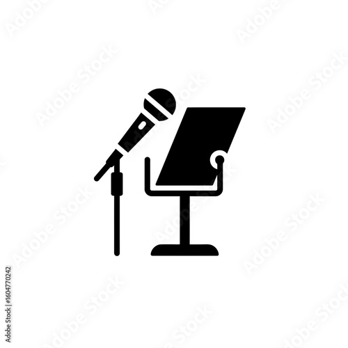 Microphone & Paper on Stand - Spoken Word Poetry Icon