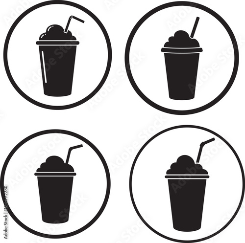 Four frosted drinks in circles silhouette