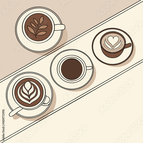 Delicious Coffee Drinks Artfully Prepared with Latte Art Designs