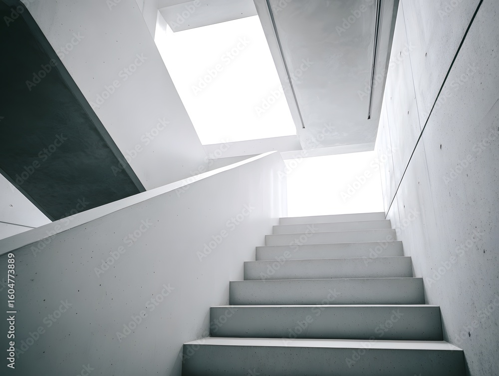 Fototapeta premium Staircase Ascending Concrete walls, Natural light
