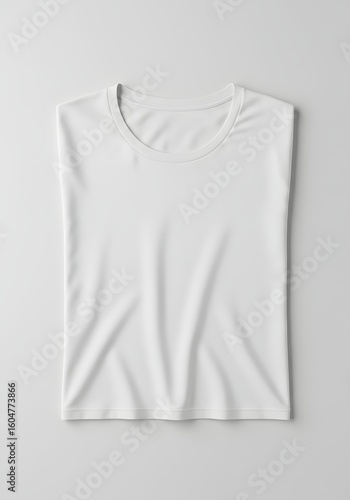 A neatly folded white tshirt on a neutral background perfect for showcasing apparel designs and product mockups