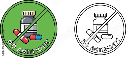 No antibiotic sign vector illustration concept for healthcare and medicine use