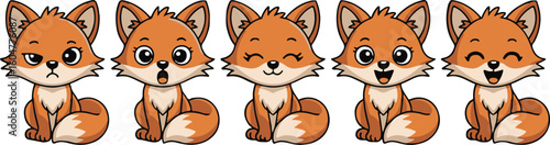 adorable fox faces emotion vector art ai eps jpeg png for children comics stickers
