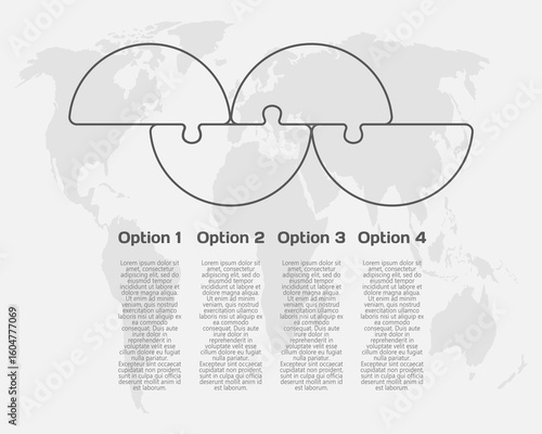 Four steps line infographic, puzzle diagram