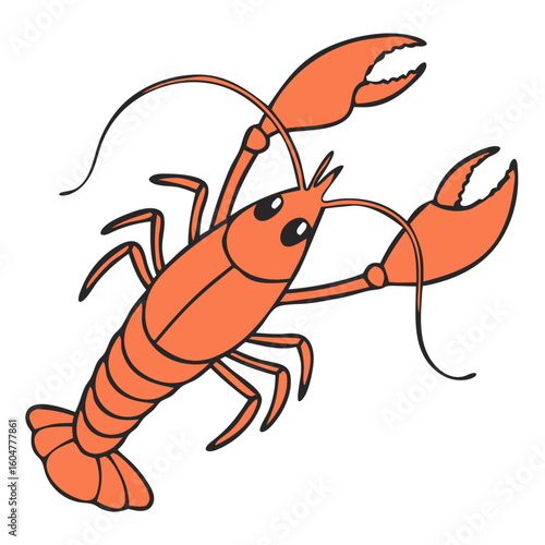 Multiple Simple Orange Lobsters – Minimal Vector Seafood Illustration