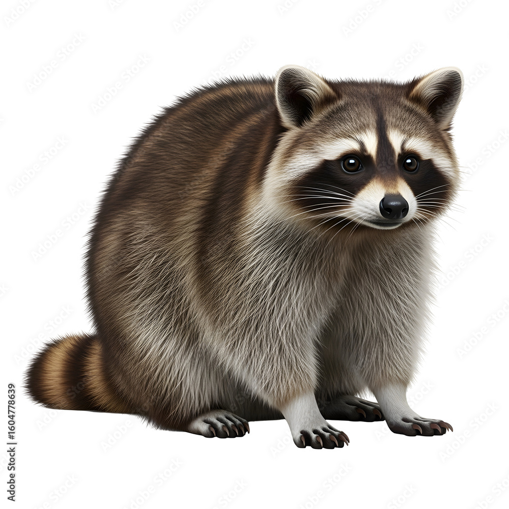 Fototapeta premium Detailed Illustration of a Raccoon with Striped Tail.