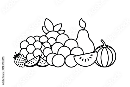 Set Cartoon Fruits And Berries Vector Illustration