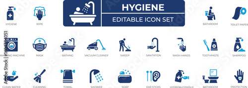 Hygiene icon set. Simple modern icons collection.