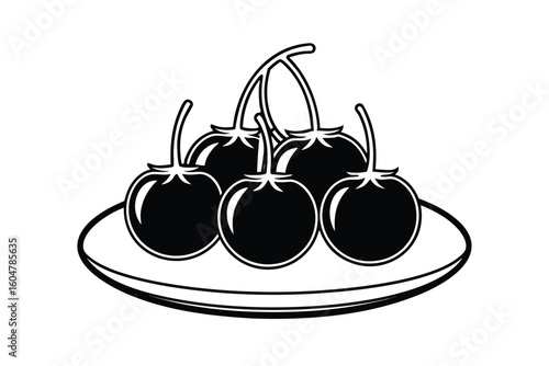 Ripe Cherry Tomatoes Flat Vector No Text