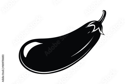 Purple Eggplant With Glossy Skin White Background