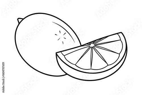 Orange With A Cross Section Slice Flat Illustration