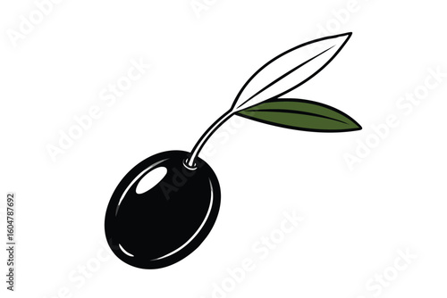 Olive With Leaf Green Flat Vector No Text